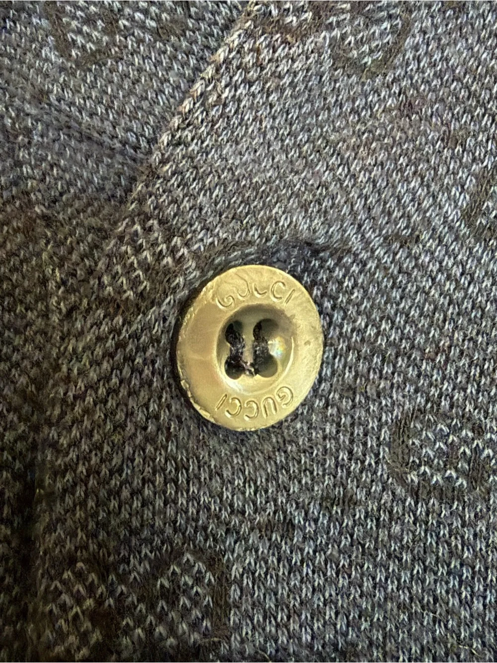 Gucci VTG 07 Navy Blue Logo Jacquard Polo with Contrast Collar